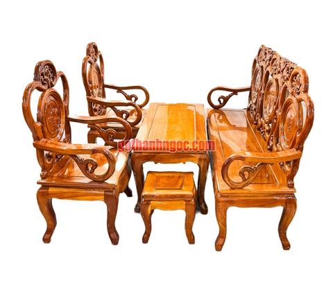 Bộ bàn ghế triện nho gỗ bên 6 món giá rẻ