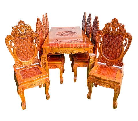 Bộ bàn ăn LOUIS gỗ tràm 8 ghế BA20 giá rẻ