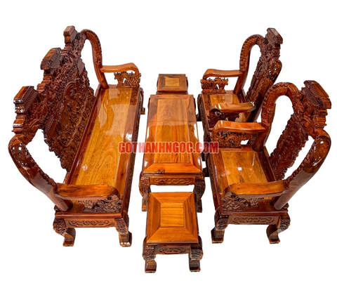 Bộ bàn ghế cá chép vượt vũ môn tay 12 gỗ tràm