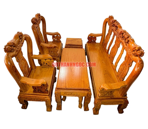 Bộ salon truyện đào tay 12 gỗ bên 6 món