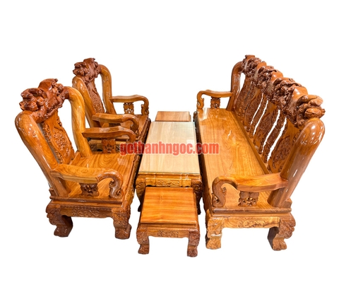 Bộ salon ghế đào tứ quý gỗ bên tay 14 mặt 3cm