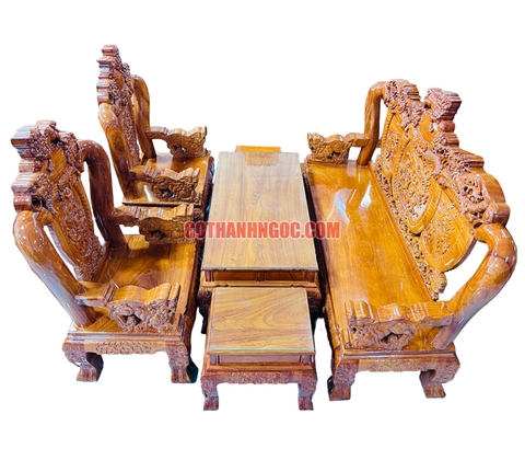 Bộ salon nghê đỉnh tựa liền tứ linh 6 món tay 12 gỗ bên