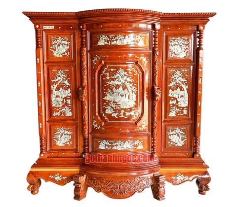 Tủ thờ gỗ căm xe cẩn 160x154