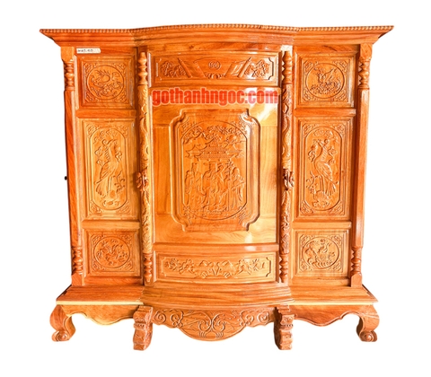 Tủ thờ gỗ bên chạm Phúc Lộc Thọ