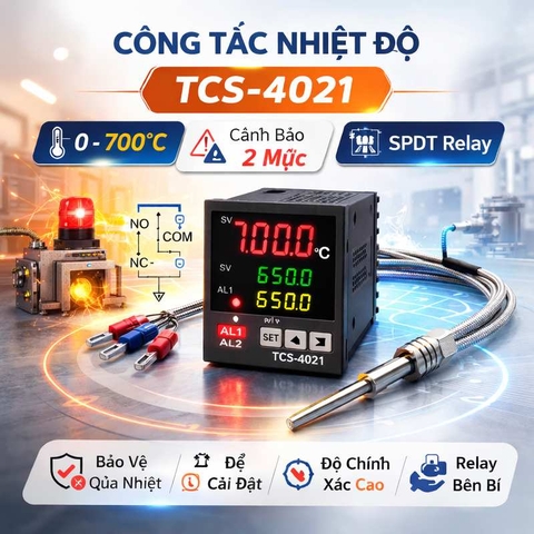 Công tắc nhiệt độ TCS-4021 | 0-700°C | SPDT Relay