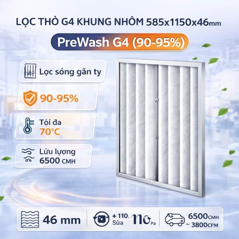 Lọc thô G4 khung nhôm 585x1150x46mm