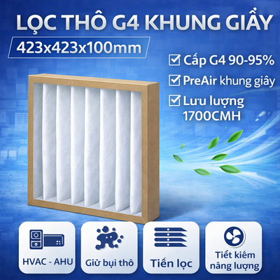 Lọc thô G4 khung giấy 423x423x100mm