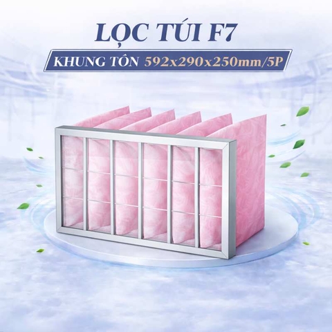 Lọc túi F7 khung tôn 592x290x250mm/5P