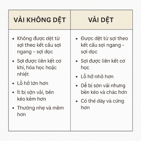 So sánh vải không dệt và vải dệt