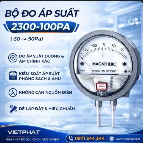 Bộ đo áp suất 2300-100PA (-50-0-50Pa)