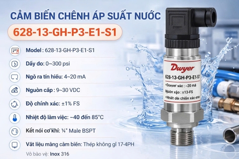 Cảm biến chênh áp suất nước 628-13-GH-P3-E1-S1