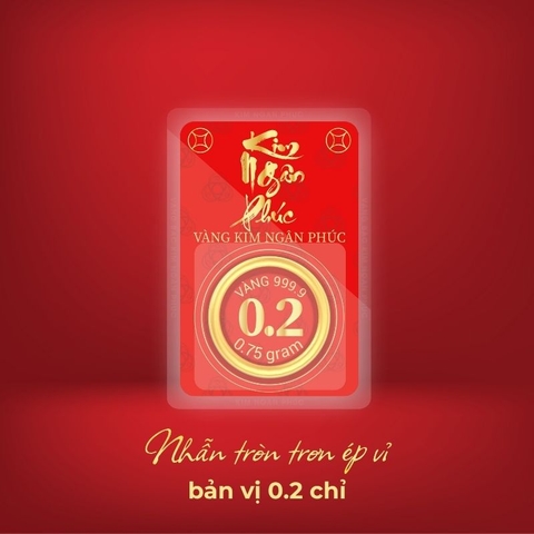 Nhẫn 0.2 chỉ tròn trơn ép vỉ Kim Ngân Phúc bản vị