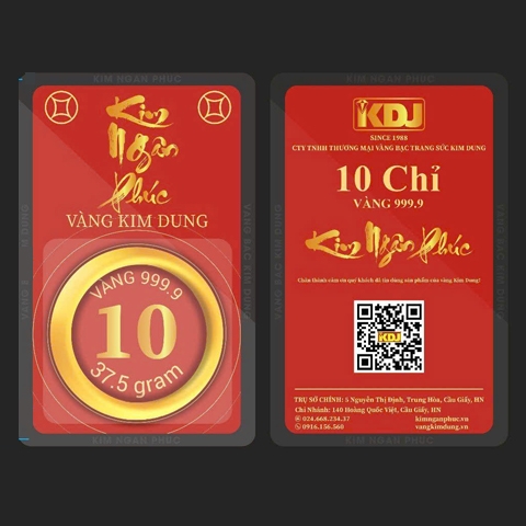 Nhẫn 10 chỉ tròn trơn ép vỉ Kim Ngân Phúc bản vị