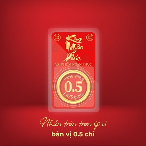 Nhẫn 0.5 chỉ tròn trơn ép vỉ Kim Ngân Phúc bản vị
