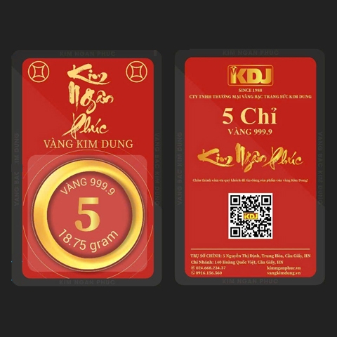 Nhẫn 5 chỉ tròn trơn ép vỉ Kim Ngân Phúc bản vị
