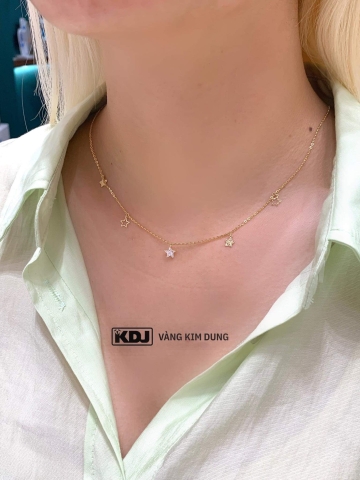 Dây chuyền dáng mảnh thả charm hoạ tiết ngôi sao tươi mới