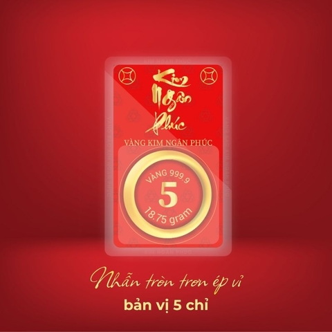 Nhẫn 5 chỉ tròn trơn ép vỉ Kim Ngân Phúc bản vị