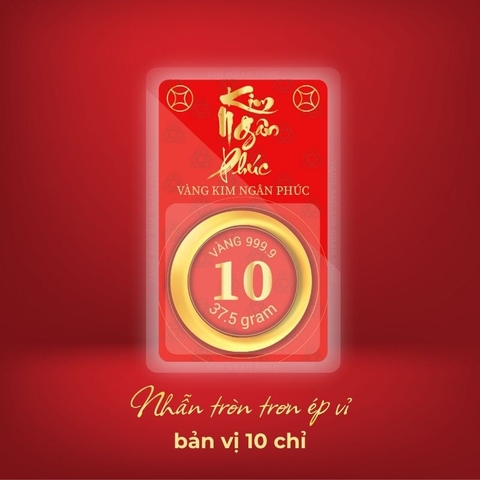 Nhẫn 10 chỉ tròn trơn ép vỉ Kim Ngân Phúc bản vị
