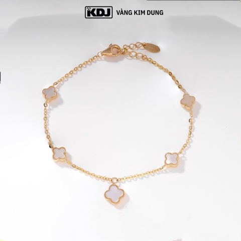 Lắc tay cỏ 4 lá đá trắng charm rơi