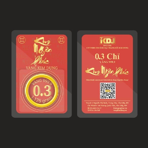 Nhẫn 0.3 chỉ tròn trơn ép vỉ Kim Ngân Phúc bản vị