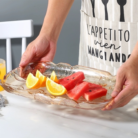 Khay thủy tinh cao cấp hình chữ nhật cỡ lớn đựng cốc chén, hoa quả trưng bày sang trọng