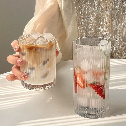 Cốc thủy tinh sang trọng vân sọc dáng trụ