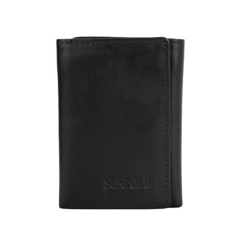 SUNPOLO ví gấp ba nam da bò cao cấp WSTF51
