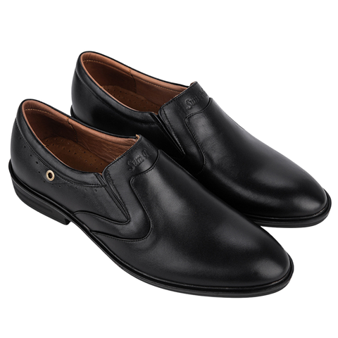 Giày tây nam MU0112 da bò đế cao su mũi nhọn Đen/Nâu