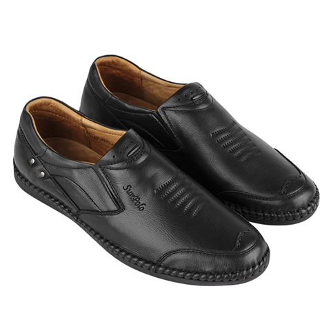 Giày lười MOI007 da bò đế cao su em chân mũi tròn có Big Size