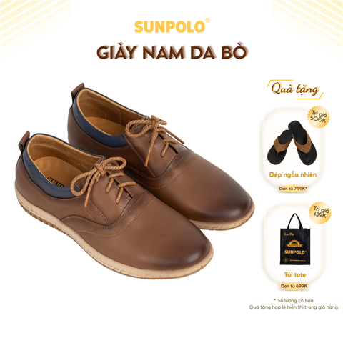 Giày tây nam SPH424 Da bò Buộc dây trẻ trung năng động