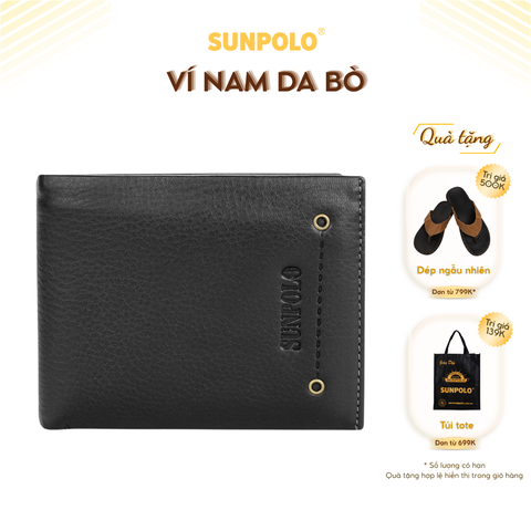 Bóp Nam Da Bò SUNPOLO Đen Nâu - WS10DN