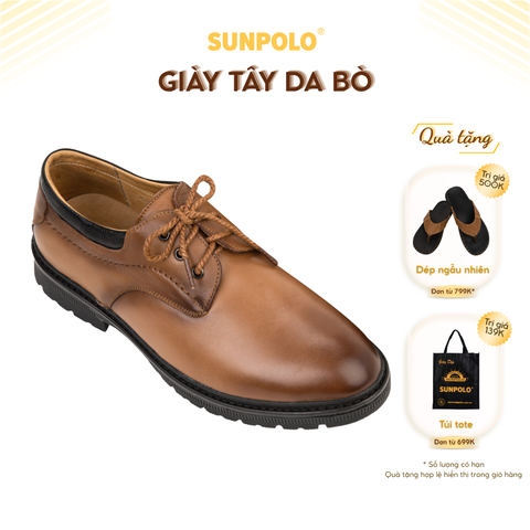 Giày nam XIPO02 da bò cao cấp Phong cách Retro màu nâu