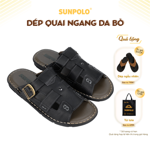 Dép Quai Ngang Nam AQN021 Da Bò Cao Cấp
