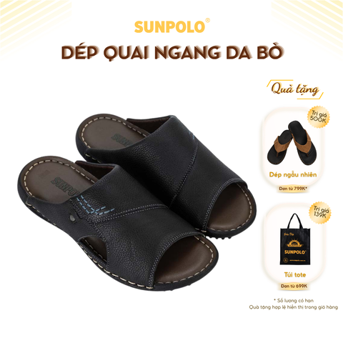 Dép Quai Ngang Nam DQN021 Da Bò Cao Cấp
