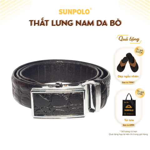 Dây nịt nam da bò BSAL01 Đen Nâu