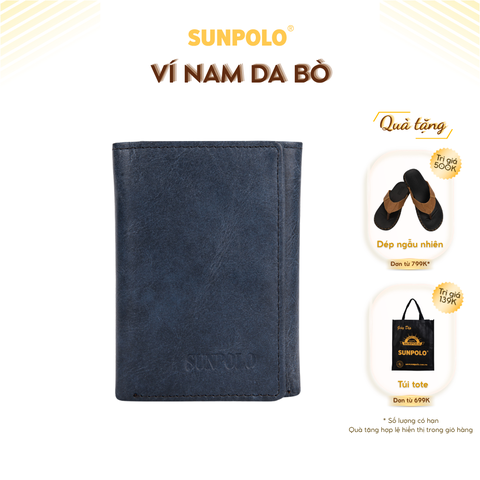 SUNPOLO ví gấp ba nam da bò cao cấp WSTF51