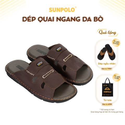 Dép Quai Ngang Nam AQN005 Da Bò