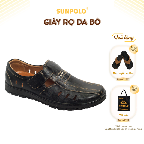 Giày rọ nam STA679 da bò thoáng khí có 2 phiên bản màu Đen/Nâu