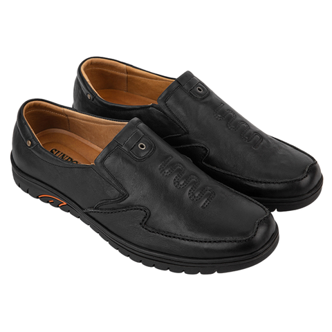 Giày lười nam SUS511 da bò mũi tròn có 2 phiên bản màu Đen/Nâu