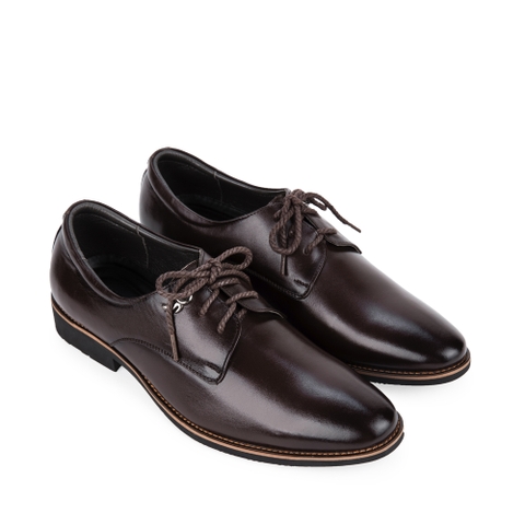 Giày tây nam SPH286 buộc dây da bò đế cao su mũi tròn Nâu/Bò