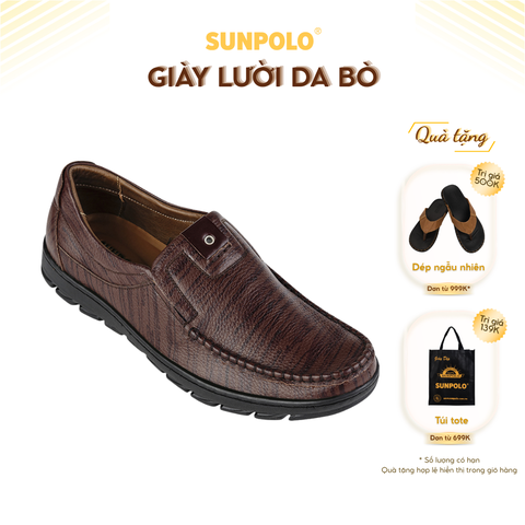 Giày lười SUS506 da bò cao su gồm 2 phiên bản màu Đen/Nâu