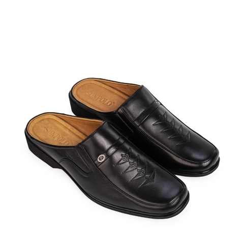 Dép Sapo SPO008 da bò đế cao su gót cao 3cm