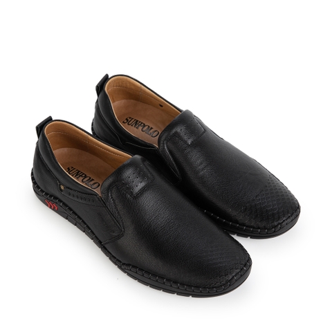 Giày lười CS5054 da bò êm nhẹ mũi tròn 2 phiên bản màu Đen/Nâu