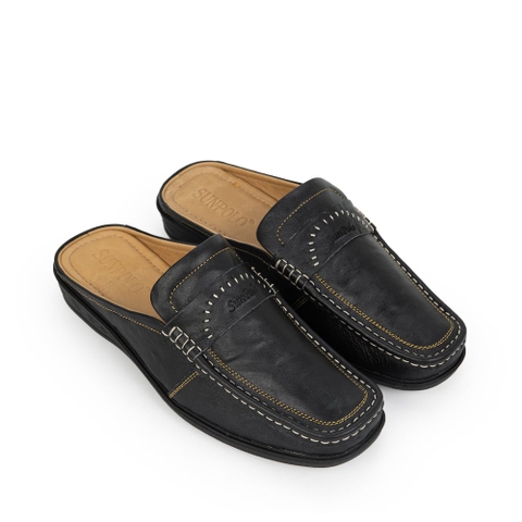 Dép sapo cao cấp SPO003 không gót da bò màu đen