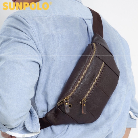 Túi Đeo Chéo Bao Tử Nam Da Bò Cao Cấp SBT107 Đen Nâu Xanh Navy