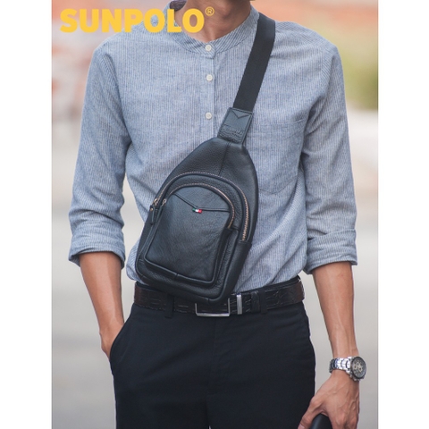 Túi Đeo Chéo Nam Da Bò Cao Cấp  STU102 Đen Nâu Bò
