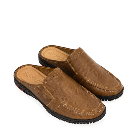 Giày sapo SPO010 không gót da bò gồm 2 phiên bản màu Đen/Nâu