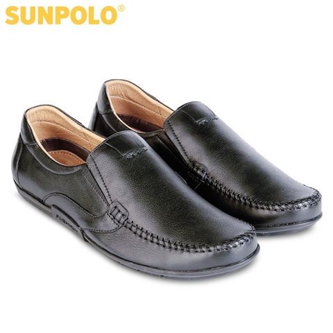 Giày Lười Nam Da Bò SUNPOLO Đen Nâu - SUKT2582DN