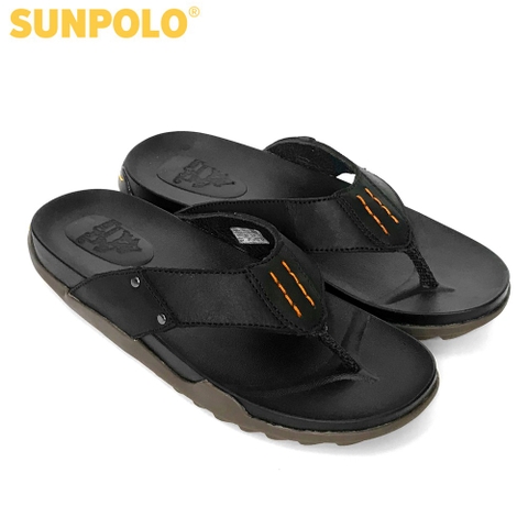 Dép Kẹp Nam Da Bò SUNPOLO Đen - SUPUS31D