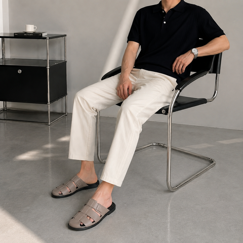 [Hàng đặt trước] Dép Bít Mũi Nam YBIXG3 Da Bò SUNPOLO Có Big Size 44-45